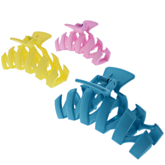 11.2cm Assorted Pastel Matte Finish Zig Zag Hair Claw Clips