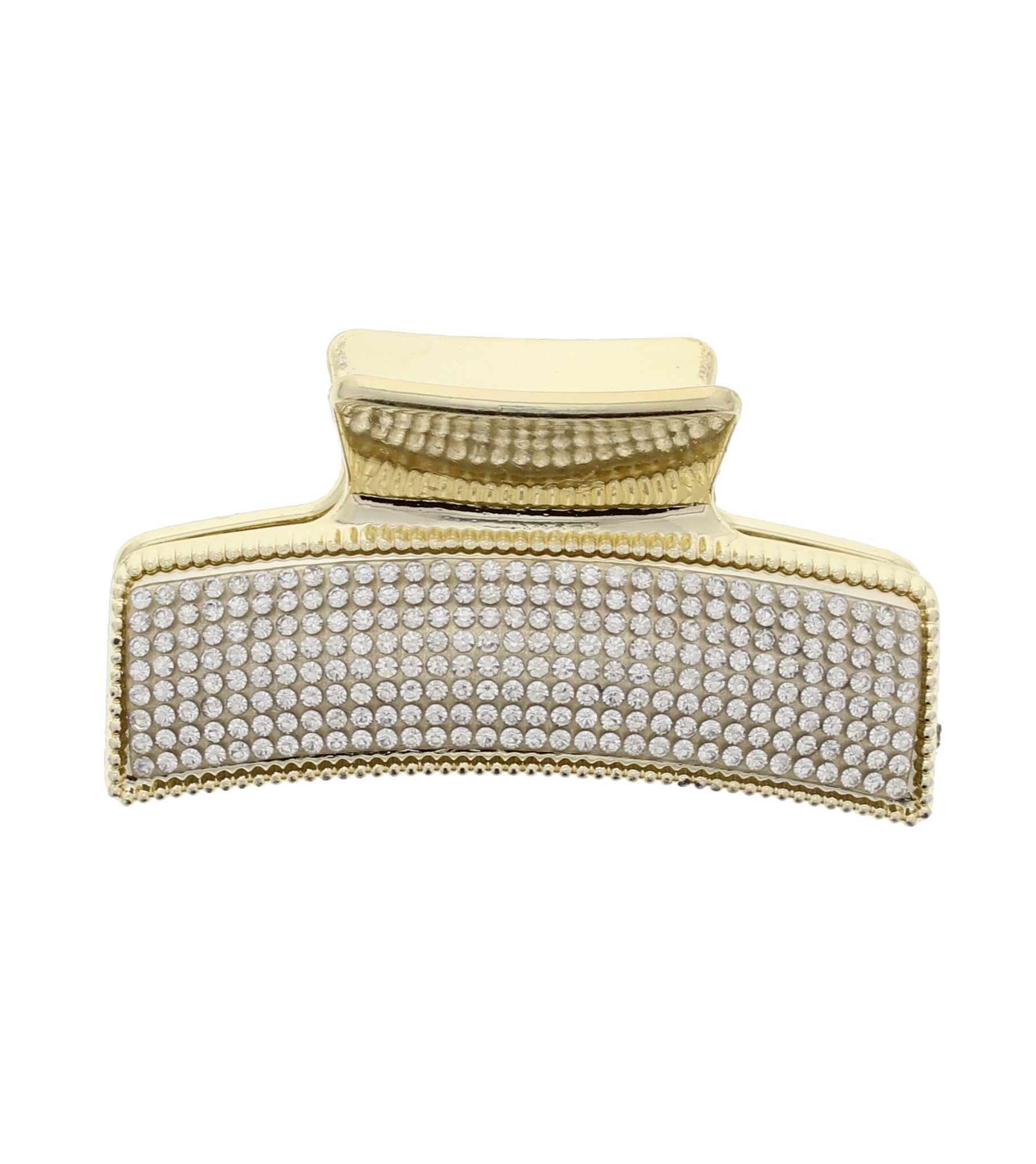 Small Clear Stones on Rectangular Gold 8.5cm Hair Clips