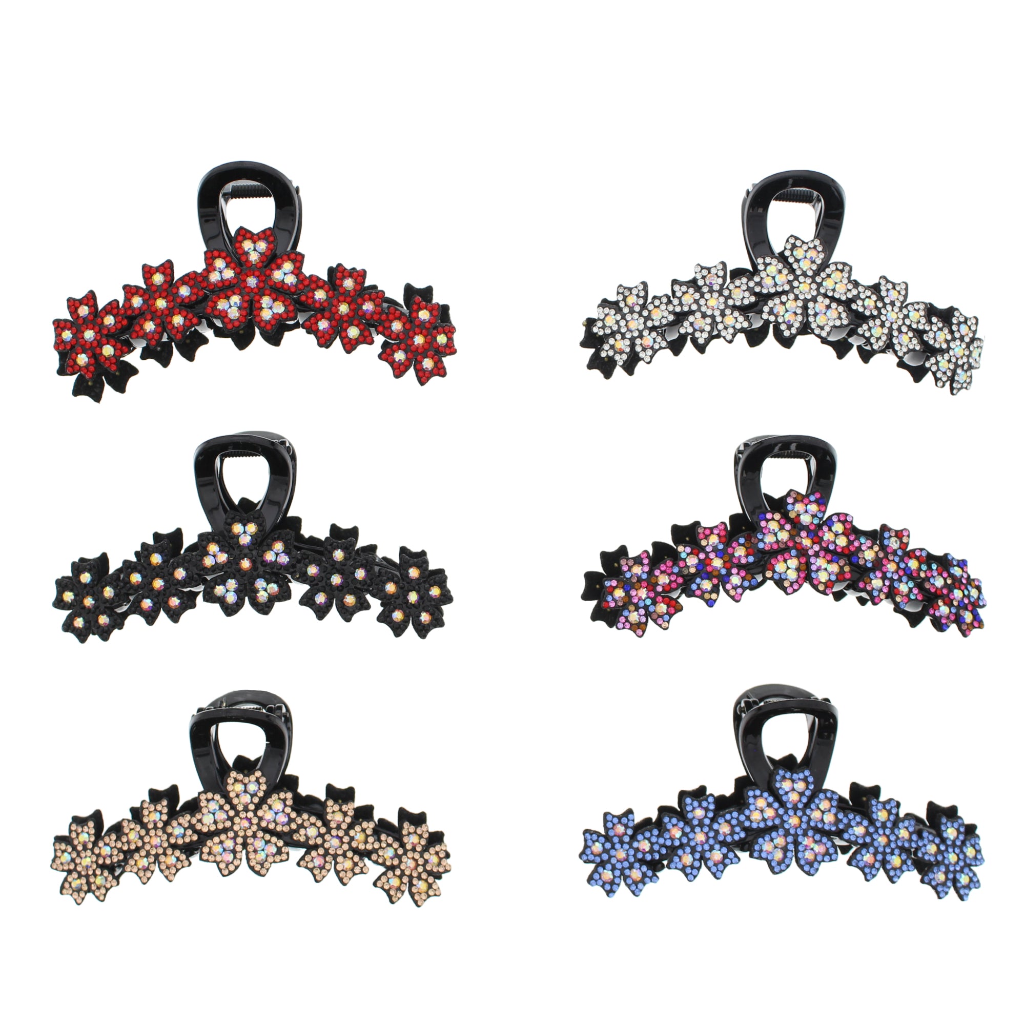 Assorted Floral Design Diamante Stone Hair Claw Clips