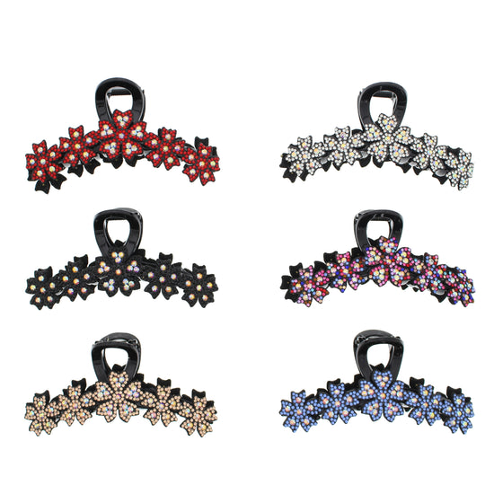 Assorted Floral Design Diamante Stone Hair Claw Clips