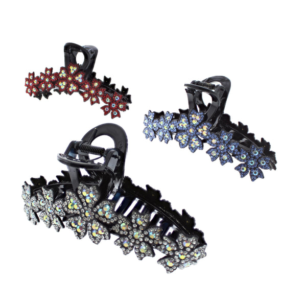 Assorted Floral Design Diamante Stone Hair Claw Clips