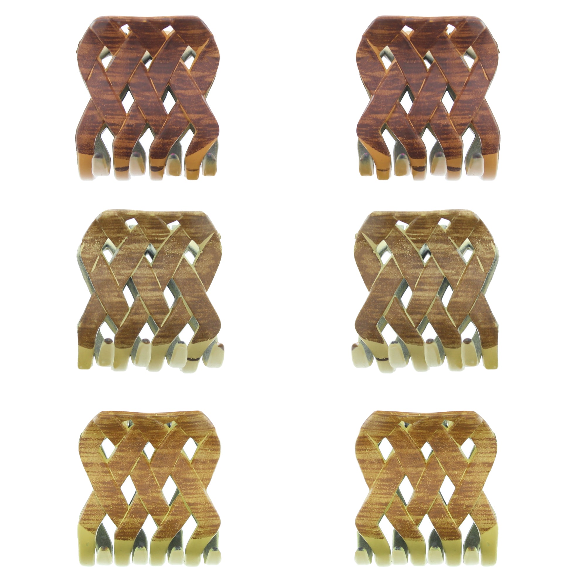 4.5cm Wooden Effect Criss Cross Hair Claw Clips