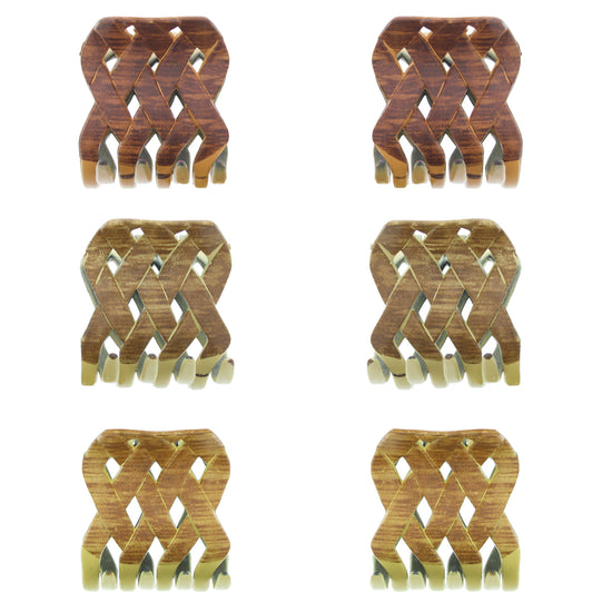 4.5cm Wooden Effect Criss Cross Hair Claw Clips