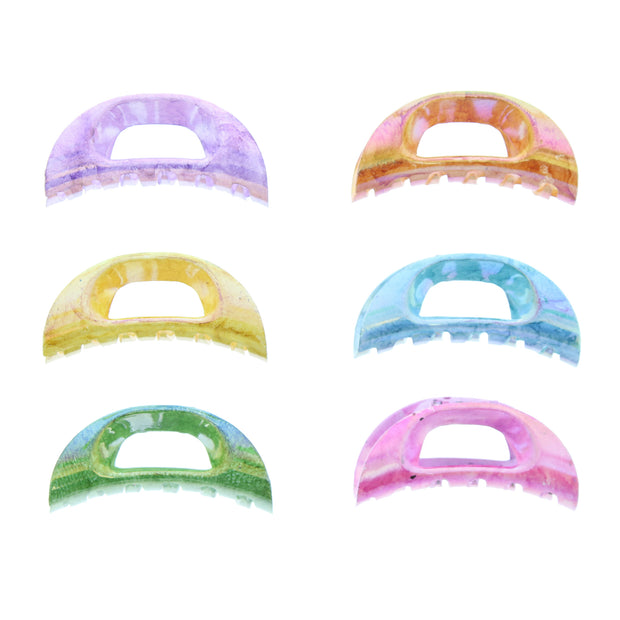 6cm Assorted Bright Marble AB Effect Mini Clamps