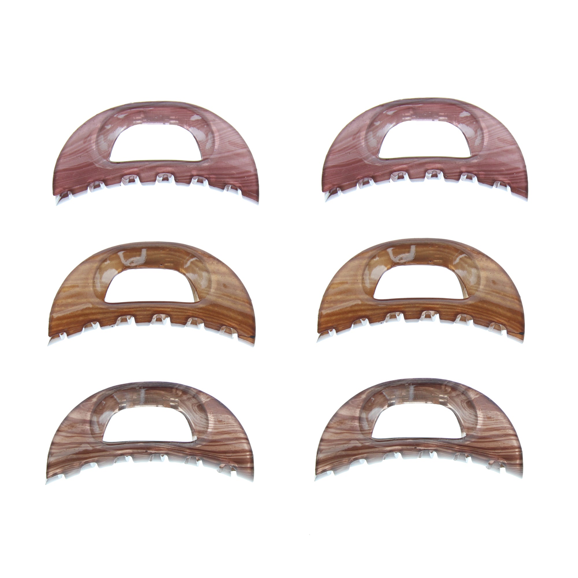 6cm Translucent Brown Shades Wood Effect Mini Hair Claw Clips