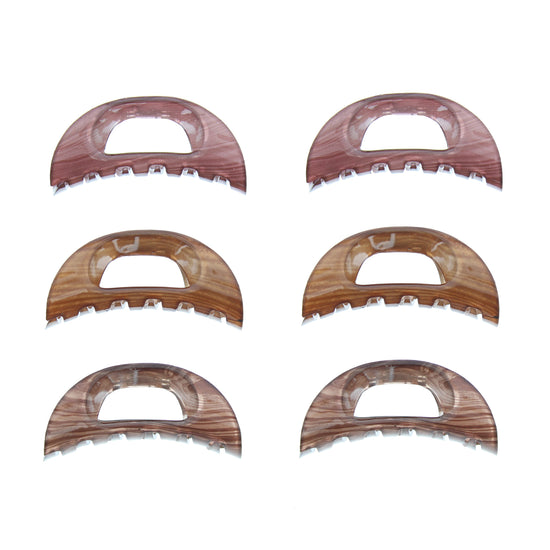 6cm Translucent Brown Shades Wood Effect Mini Hair Claw Clips