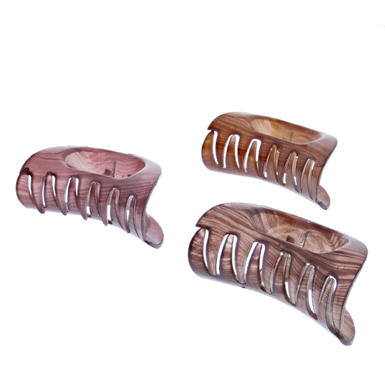 6cm Translucent Brown Shades Wood Effect Mini Hair Claw Clips