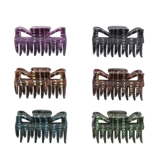 6cm Assorted Winter Colour Spotted Hair Claw Clips