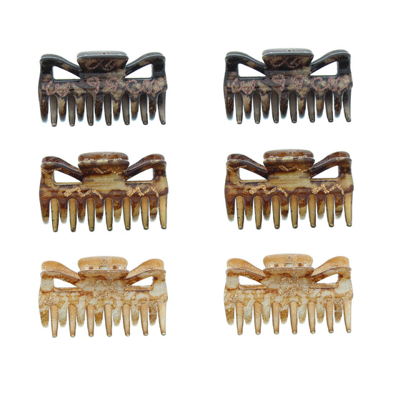 6cm Brown Shades Glitter Hair Claw Clips