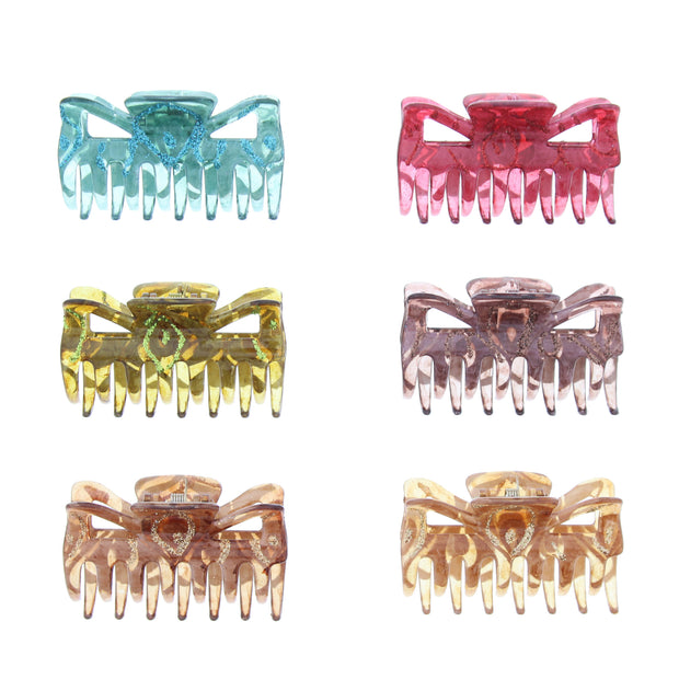 6cm Assorted Two Tone Glitter Clamps