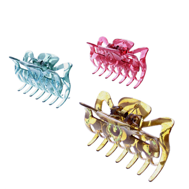 6cm Assorted Two Tone Glitter Clamps