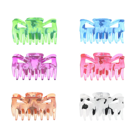 6cm Paint Splash Translucent Glitter Hair Claw Clips