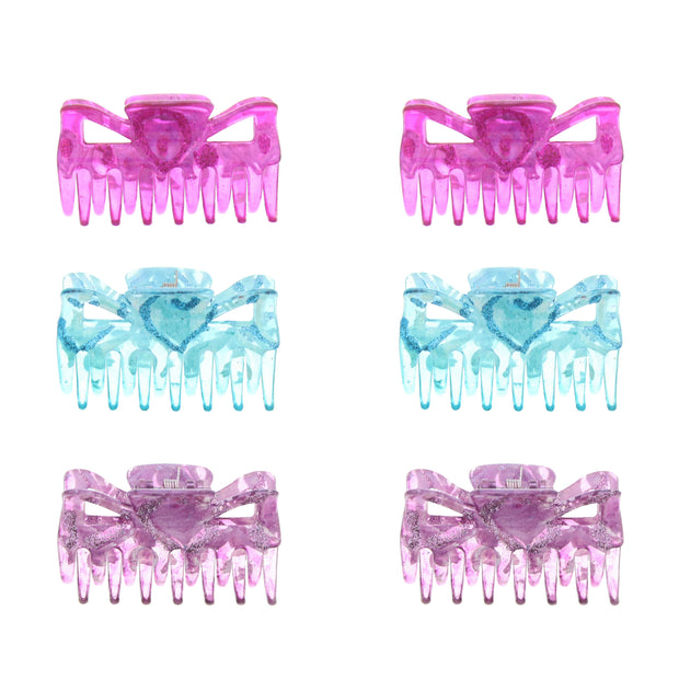 6cm Assorted Pastel Glitter Clamps