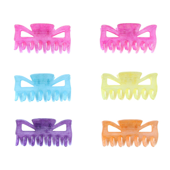 6cm Assorted Pastel Patterned Hair Claw Clips