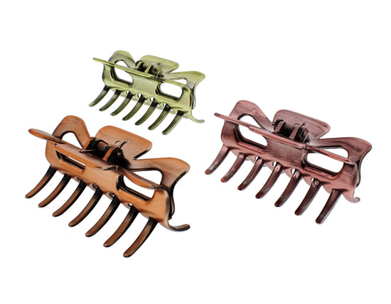 9cm Brushed Metallic Claw Hair Clips