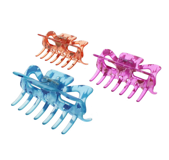 9cm Translucent Glitter Claw Hair Clips