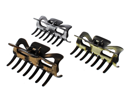 9cm Claw Hair Clips - Metallic with Glitter Pattern