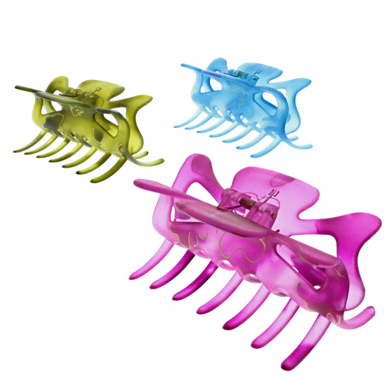 9cm Butterfly Print Translucent Hair Claw Clips