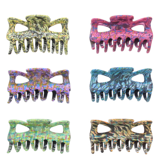 9cm Assorted Acid Wash Effect Hair Claw Clips