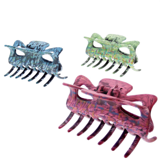 9cm Assorted Acid Wash Effect Hair Claw Clips