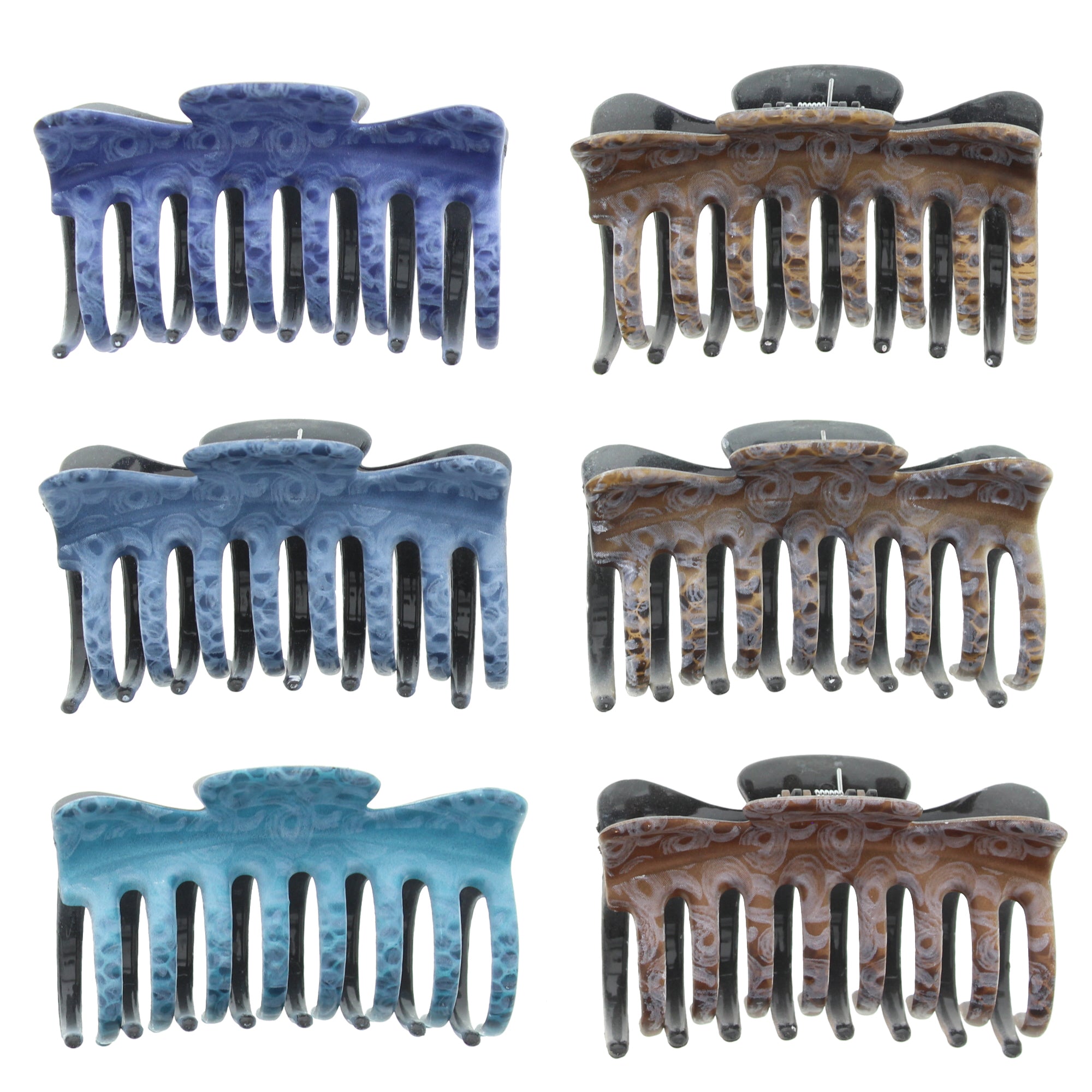 9cm Blue & Brown Shaded Designed Hair Claw Clips