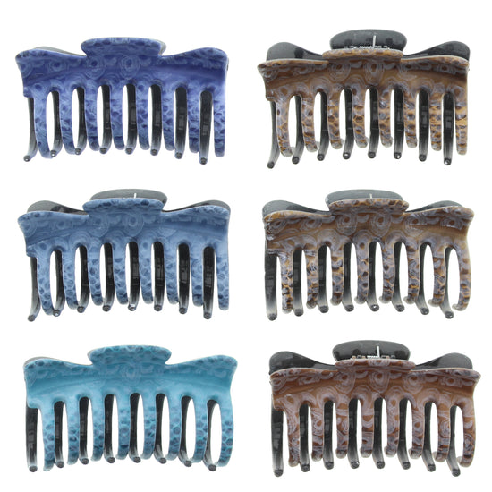 9cm Blue & Brown Shaded Designed Hair Claw Clips