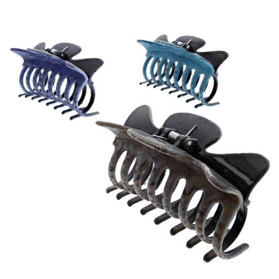 9cm Blue & Brown Shaded Designed Hair Claw Clips