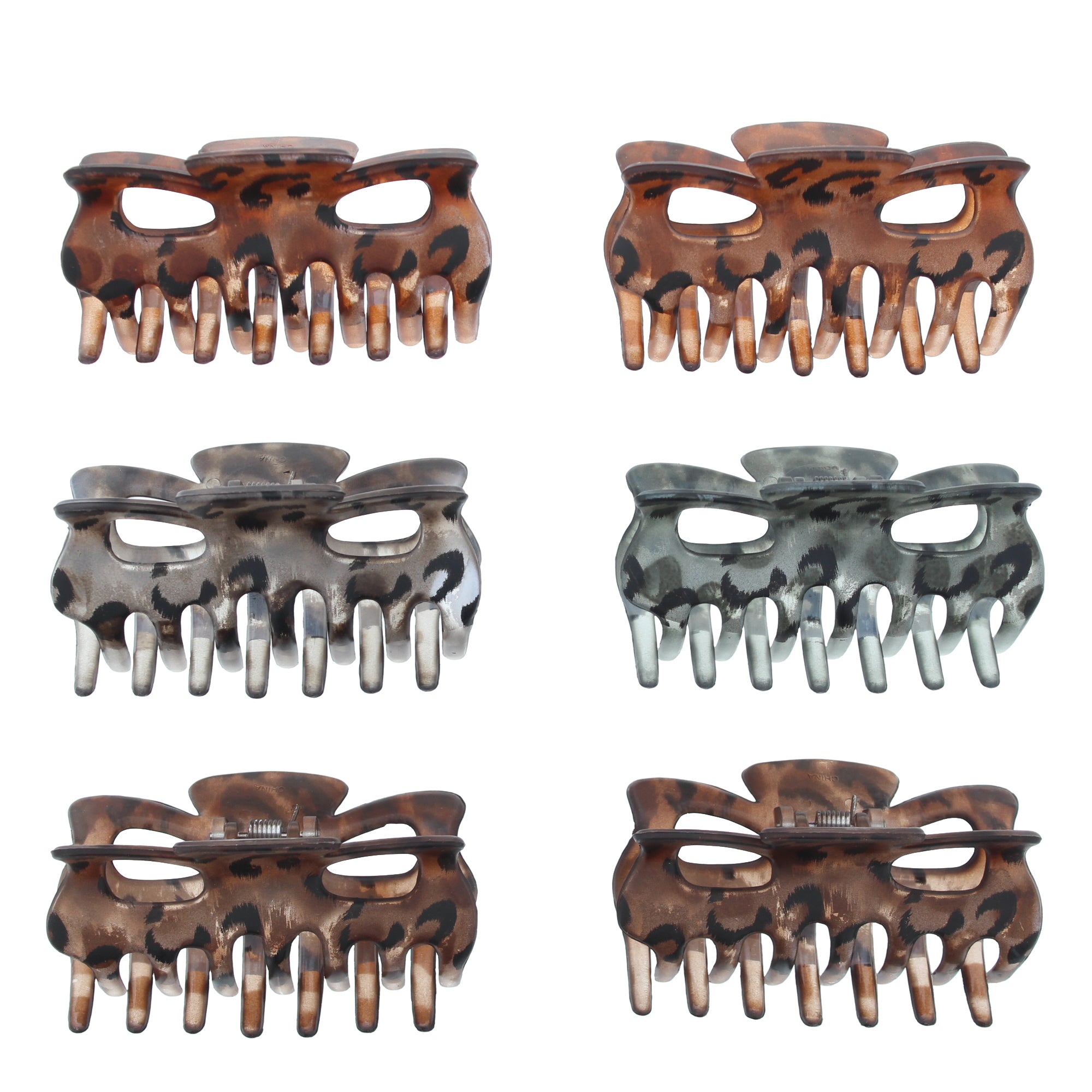 9cm Translucent Leopard Print Hair Claw Clips