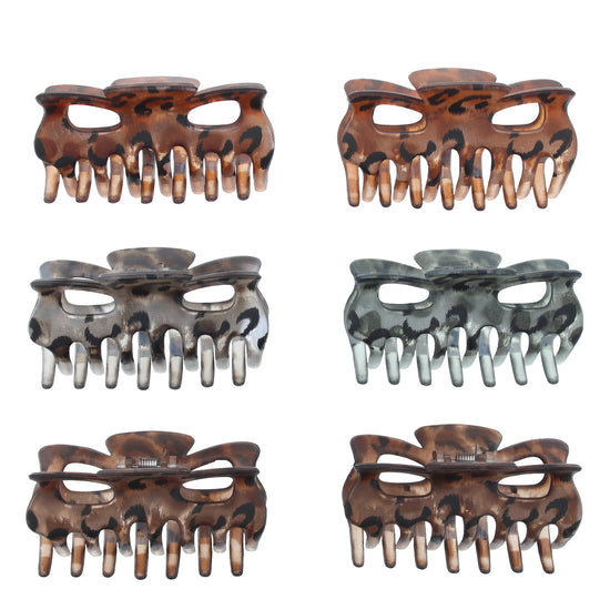 9cm Translucent Leopard Print Hair Claw Clips