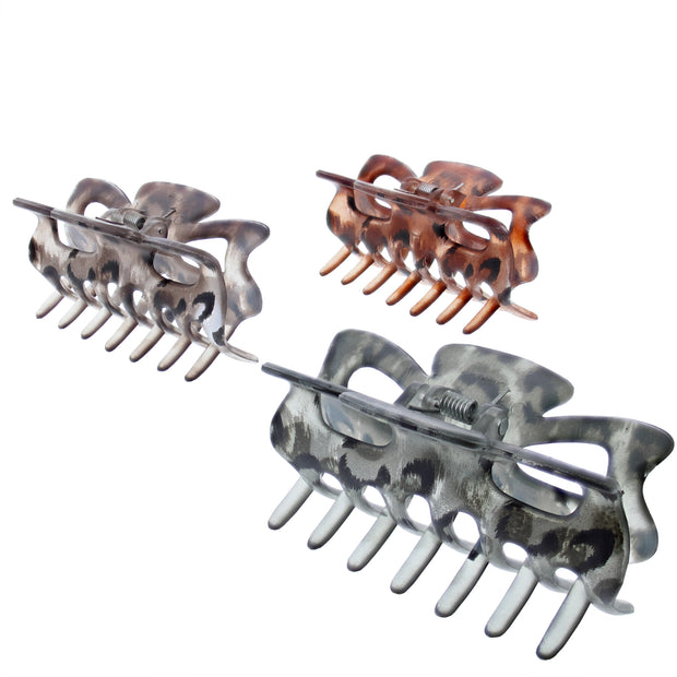 9cm Assorted Translucent Leopard Print Clamps