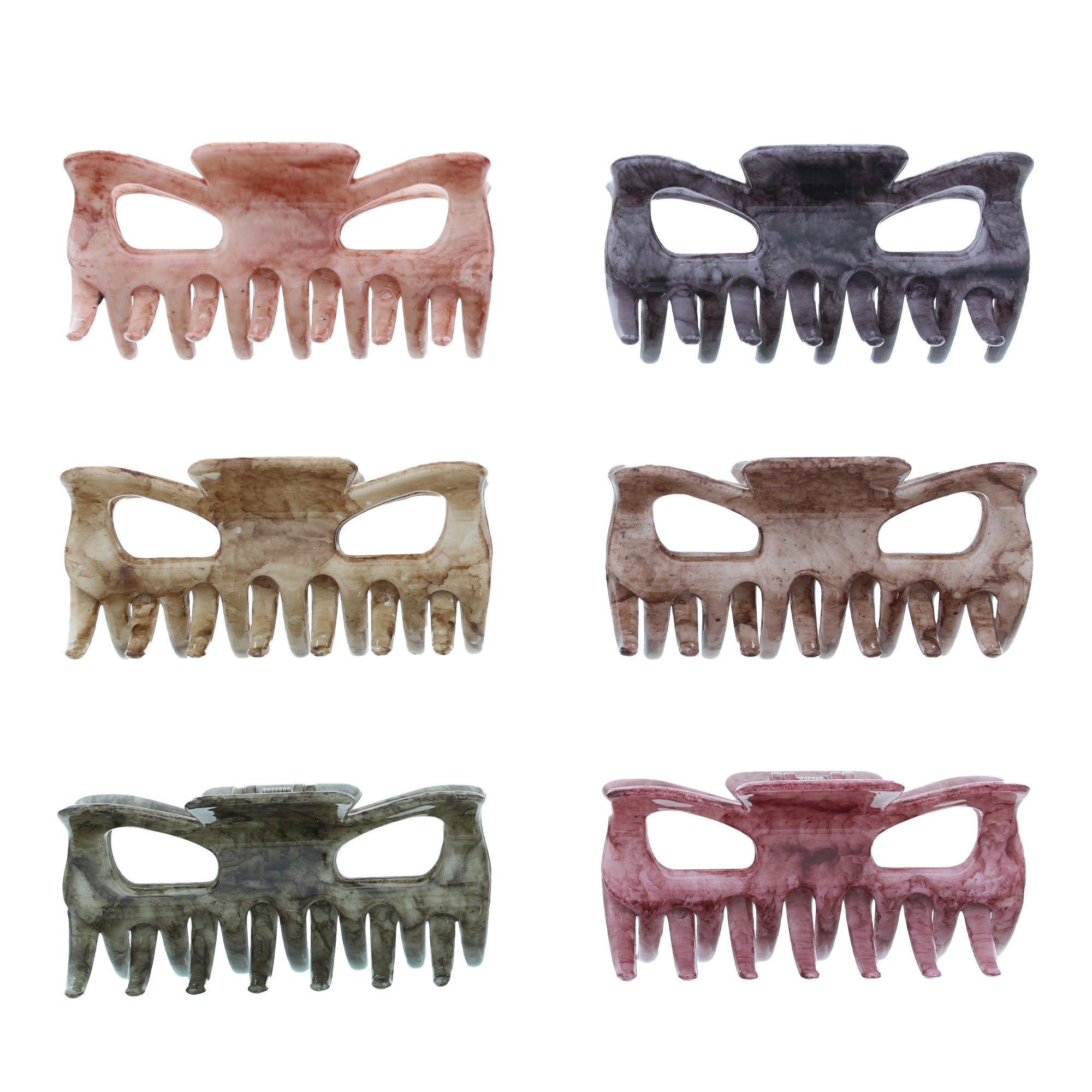 9cm Natural Tones Marble Effect Hair Claw Clips