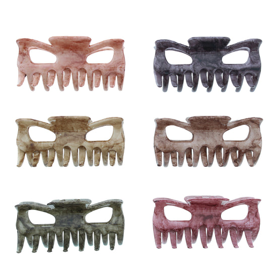 9cm Natural Tones Marble Effect Hair Claw Clips