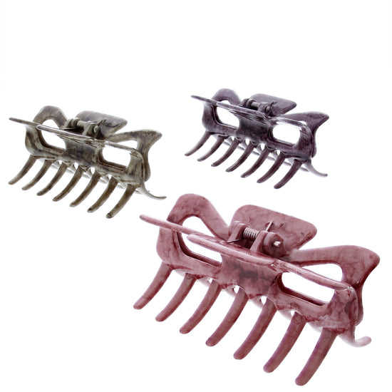9cm Natural Tones Marble Effect Hair Claw Clips