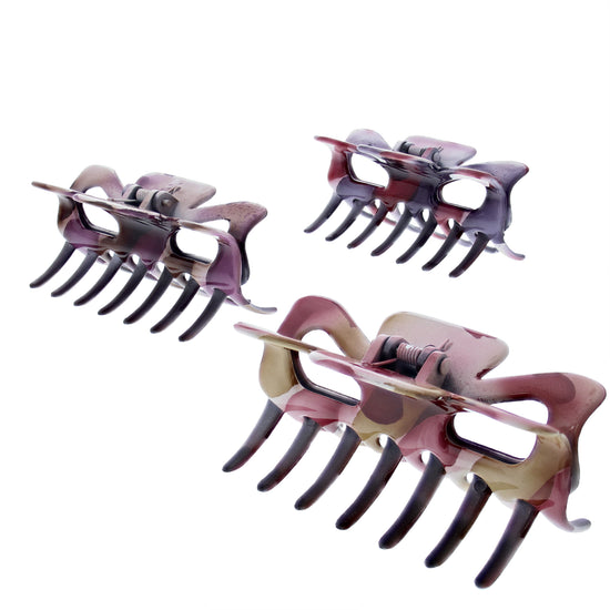 9cm Multi Autumn one Striped Hair Claw Clips