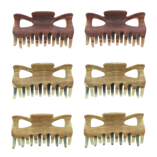 9cm Assorted Wooden Effect Hair Claw Clips