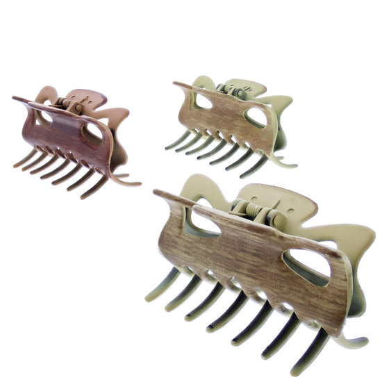 9cm Assorted Wooden Effect Hair Claw Clips