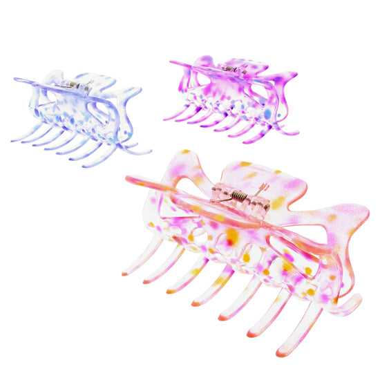 9cm Polka Dot Transparent Coloured Hair Claw Clips