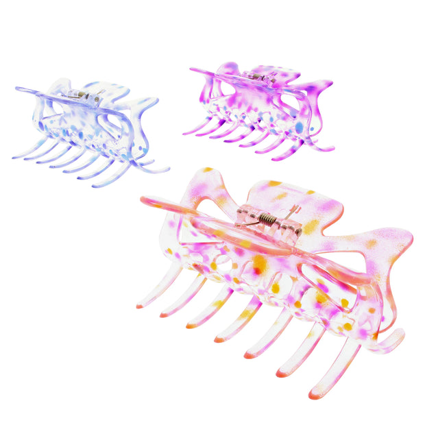 9cm Assorted Polka Dot Transparent Coloured Clamps