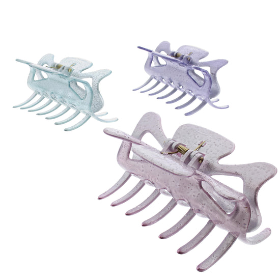 9cm Assorted Pastel Glitter Hair Claw Clips