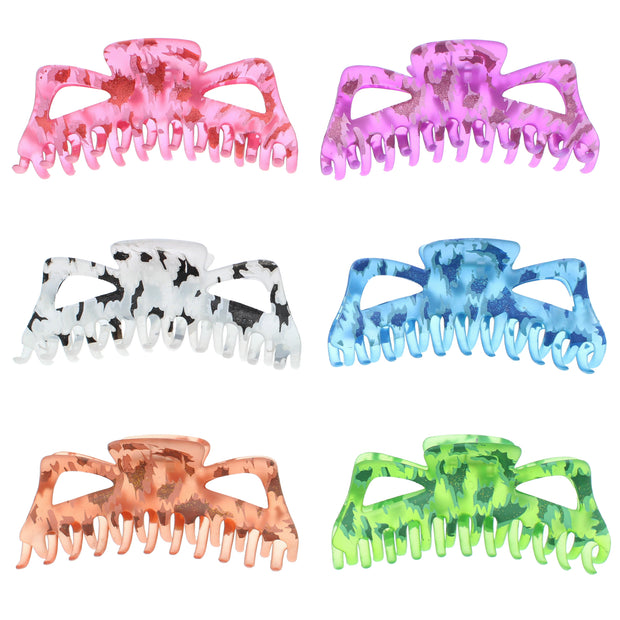Assorted Multi Tone & Glitter Spotted 14cm Clamps