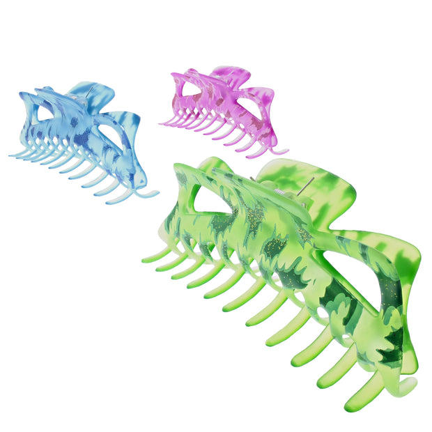 Assorted Multi Tone & Glitter Spotted 14cm Clamps