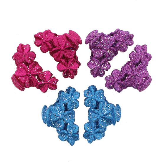 6cm Glitter Flower Design Hair Claw Clips