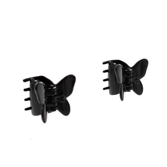 Pair of 3.5cm Mini Black Butterfly Hair Claw Clips