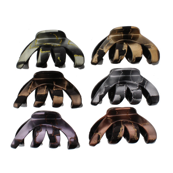 8.5cm Shaded Metallic with Glitter Claw Hair Clips