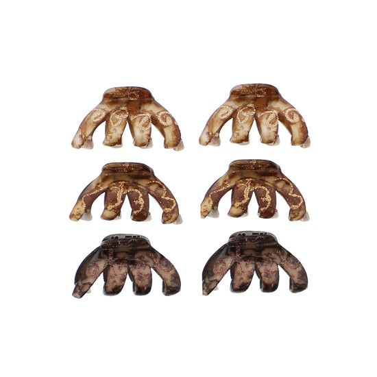 6.5cm Assorted Brown Glitter Claw Hair Clips