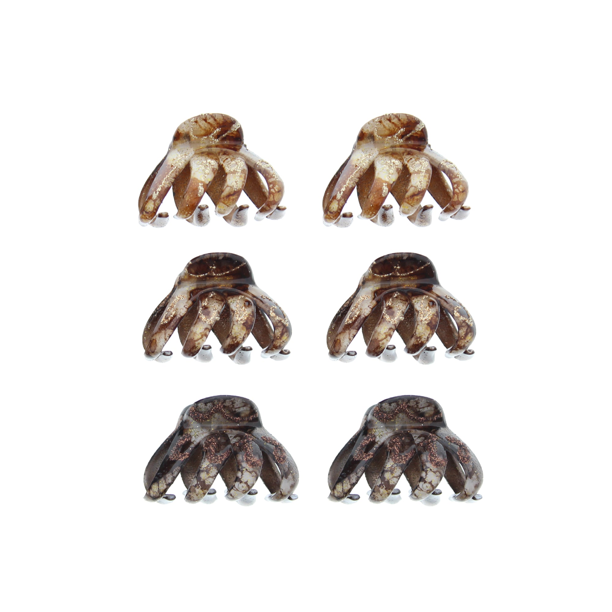 4.2cm Glitter Brown Shades Octopus Claw Hair Clips