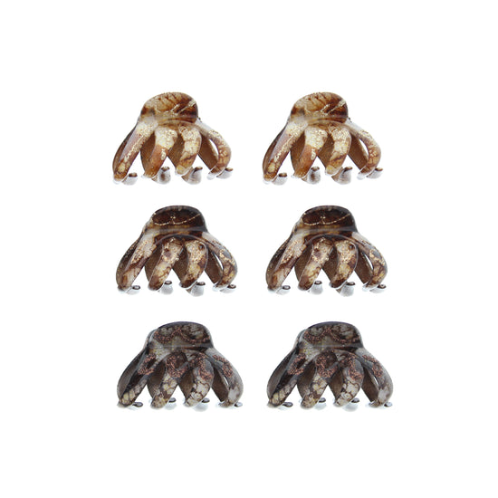 4.2cm Glitter Brown Shades Octopus Claw Hair Clips