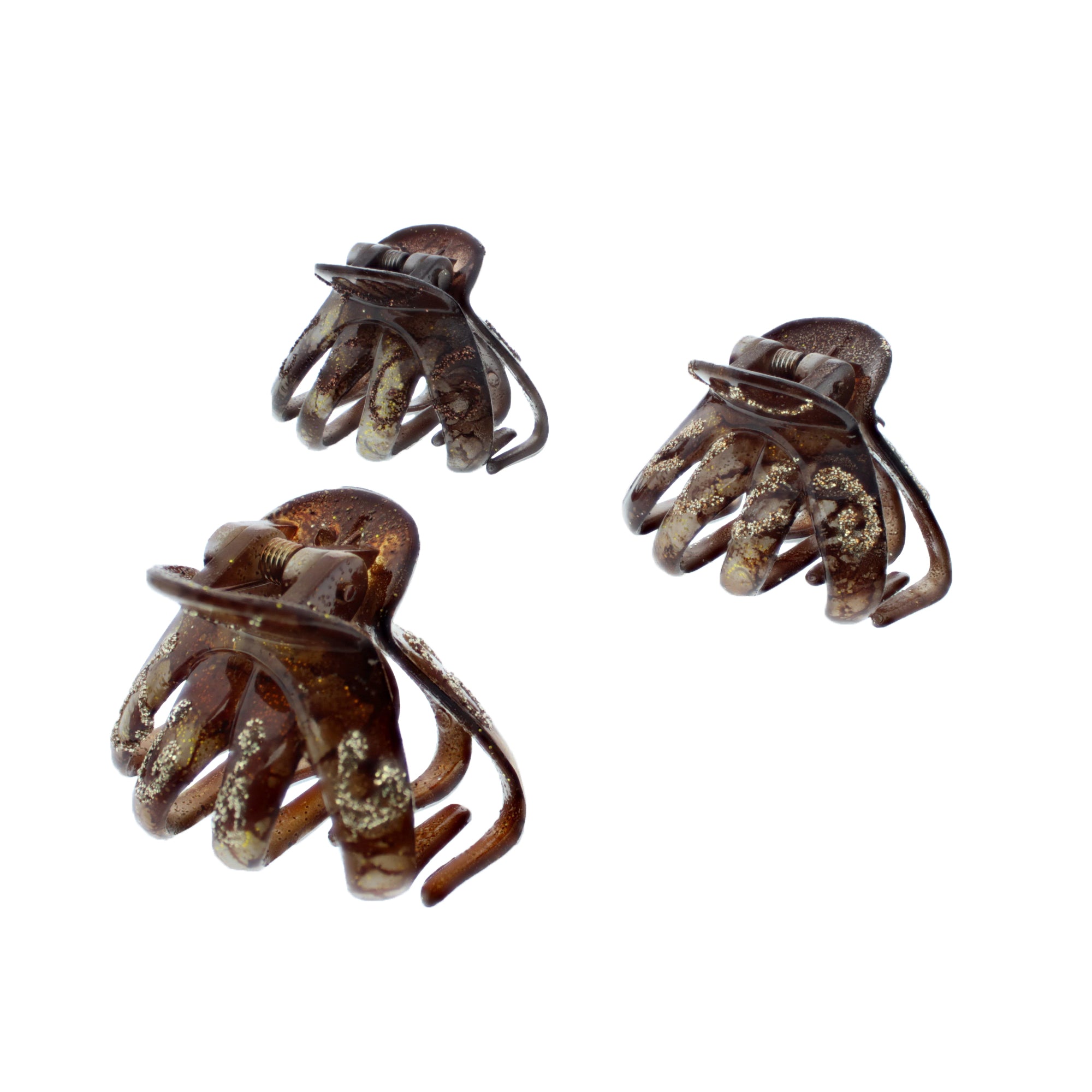 4.2cm Glitter Brown Shades Octopus Claw Hair Clips