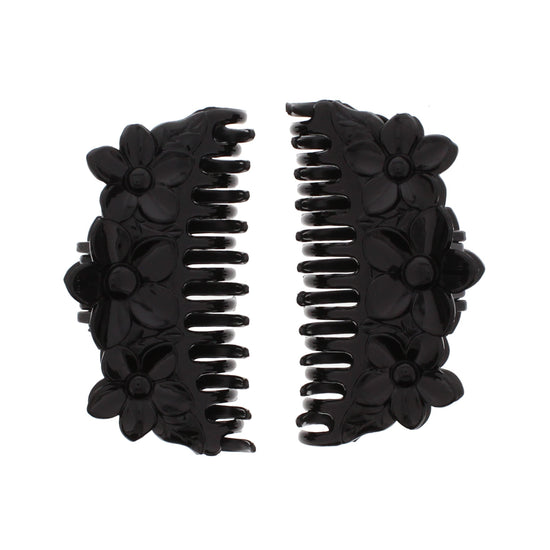 8.5cm Black Triple Flower Hair Claw Clips
