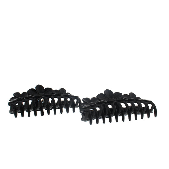 8.5cm Black Triple Flower Hair Claw Clips